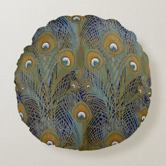 Peacock Feathers Cushions Rond Kussen (Voorkant)