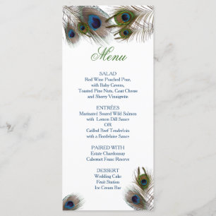 Peacock Feathers, Custom Wedding Menu
