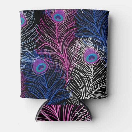 Peacock Feathers Dark: Prachtig design Blikjeskoeler (Voorkant)