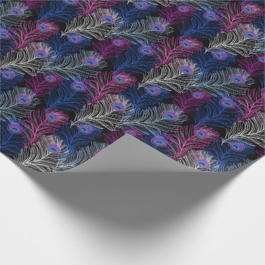 Peacock Feathers Dark: Prachtig design Cadeaupapier (Hoek)