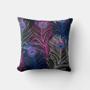 Peacock Feathers Dark: Prachtig design Kussen