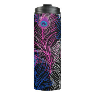 Peacock Feathers Dark: Prachtig design Thermosbeker