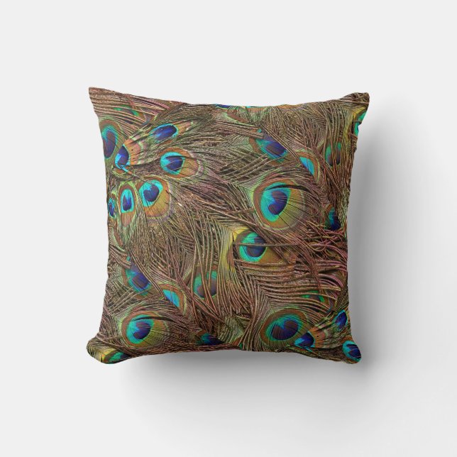 Peacock Feathers Design PIllow Kussen (Voorkant)