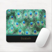 Peacock Feathers Exotic Wild Waterverf Pattern Muismat (Met muis)