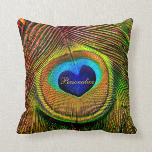 Peacock Feathers Eye of Love met Name Kussen