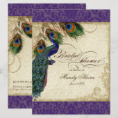 Peacock & Feathers Fête de l'mariée Invitation vio (Devant / Derrière)