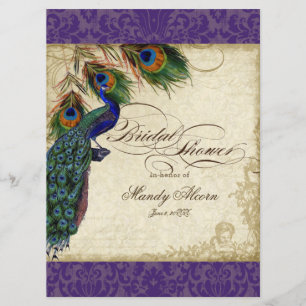 Peacock & Feathers Fête de l'mariée Invitation vio