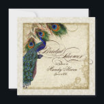 Peacock & Feathers Fête des mariées Invitation Cre<br><div class="desc">SÉLECTION DU PAPIER : Ceci est montré sur "papier de base", un autre grand choix serait "glace métallique" qui est une surface blanche et brillante perle. Il serait également magnifique sur le lin "Champagne Metallic", feutre ou l'un des autres choix. PALETTE DE COULEUR : crème, bronze, crème bleu royal, vert...</div>