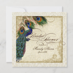 Peacock & Feathers Fête des mariées Invitation Cre