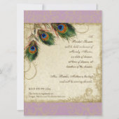 Peacock & Feathers Fête des mariées Invitation Lav (Dos)