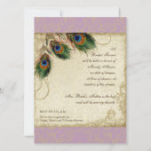 Peacock & Feathers Fête des mariées Invitation Lav (Dos)