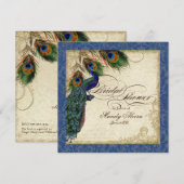 Peacock & Feathers Fête des mariées Invitation Mar (Devant / Derrière)