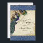 Peacock & Feathers Fête des mariées Invitation Mar<br><div class="desc">SÉLECTION DU PAPIER : Ceci est montré sur "papier de base", un autre grand choix serait "glace métallique" qui est une surface brillante blanche et percée. Il serait également magnifique sur le lin "Champagne Metallic", feutre ou l'un des autres choix. PALETTE DE COULEUR : tan, crème bleu marine, vert et...</div>