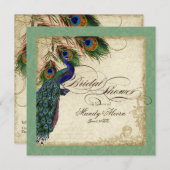 Peacock & Feathers Fête des mariées Invitation ver (Devant / Derrière)