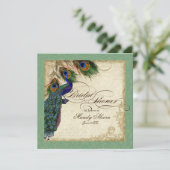 Peacock & Feathers Fête des mariées Invitation ver (Debout devant)