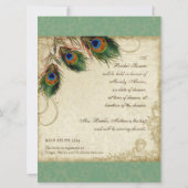 Peacock & Feathers Fête des mariées Invitation ver (Dos)