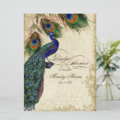 Peacock & Feathers Fête des mariées Tea Carte (Debout devant)