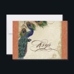 Peacock & Feathers Formal RSVP Réponse Orange<br><div class="desc">SÉLECTION DU PAPIER : Ceci est montré sur "papier de base", un autre grand choix serait "glace métallique" qui est une surface blanche et brillante perle. Il serait également magnifique sur le lin "Champagne Metallic", feutre ou l'un des autres choix. PALETTE DE COULEUR : orange, bronzé, bleu royal crème, vert...</div>