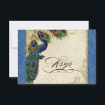 Peacock & Feathers Formal RSVP Réponse Royal Blue<br><div class="desc">SÉLECTION DU PAPIER : Ceci est montré sur "papier de base", un autre grand choix serait "glace métallique" qui est une surface brillante blanche et percée. Il serait également magnifique sur le lin "Champagne Metallic", feutre ou l'un des autres choix. PALETTE DE COULEUR : horizon bleu, bronze, crème bleu royal,...</div>