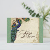 Peacock & Feathers Formal RSVP Réponse Vert Tan (Debout devant)