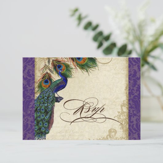 Peacock & Feathers Formal RSVP Réponse Violet (Debout devant)