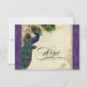 Peacock & Feathers Formal RSVP Réponse Violet