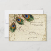 Peacock & Feathers Formal RSVP Response Marine Blu (Dos)