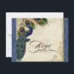 Peacock & Feathers Formal RSVP Response Marine Blu<br><div class="desc">SÉLECTION DU PAPIER : Ceci est montré sur "papier de base", un autre grand choix serait "glace métallique" qui est une surface brillante blanche et percée. Il serait également magnifique sur le lin "Champagne Metallic", feutre ou l'un des autres choix. PALETTE DE COULEUR : horizon bleu, tan, crème bleu marine,...</div>