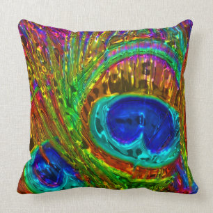 Peacock Feathers Glass Art. 1 Kussen