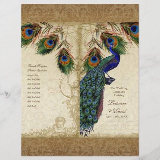 Peacock & Feathers  Gold Kijk Damask Swirl (Voorkant)