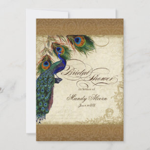 Peacock & Feathers Gold Kijk Damask Swirl Kaart