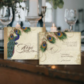 Peacock & Feathers Gold Kijk Damask Swirl RSVP Kaartje