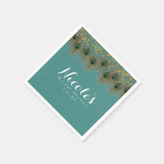 Peacock Feathers & Gold Stippen ELKE KLEUR Partij Servetten (Hoek)