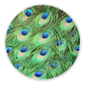 Peacock Feathers Green Bird Drawer Pulls Knols Keramische Knop (Voorkant)