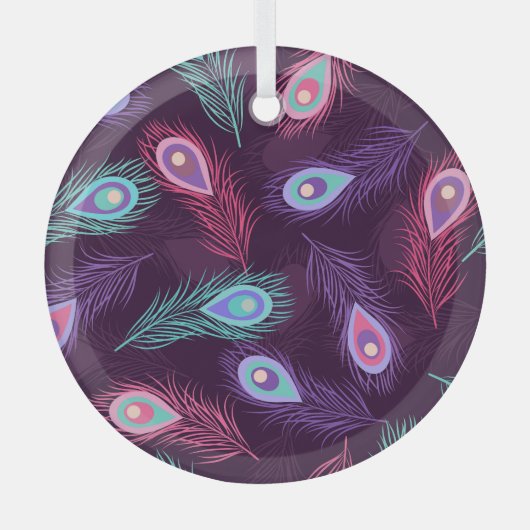 Peacock Feathers: Handgetekende . Glas Ornament (Voorkant)