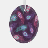 Peacock Feathers: Handgetekende . Glas Ornament (Voorkant Rechts)