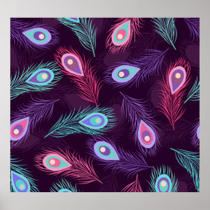 Peacock Feathers: Handgetekende . Poster