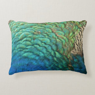 Peacock Feathers I Colorful Abstract Natuur Design Decoratief Kussen