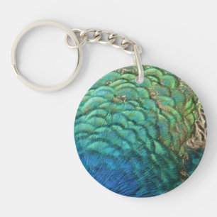 Peacock Feathers I Colorful Abstract Natuur Design Sleutelhanger