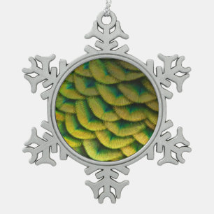 Peacock Feathers II Colorful Natuur Tin Sneeuwvlok Ornament