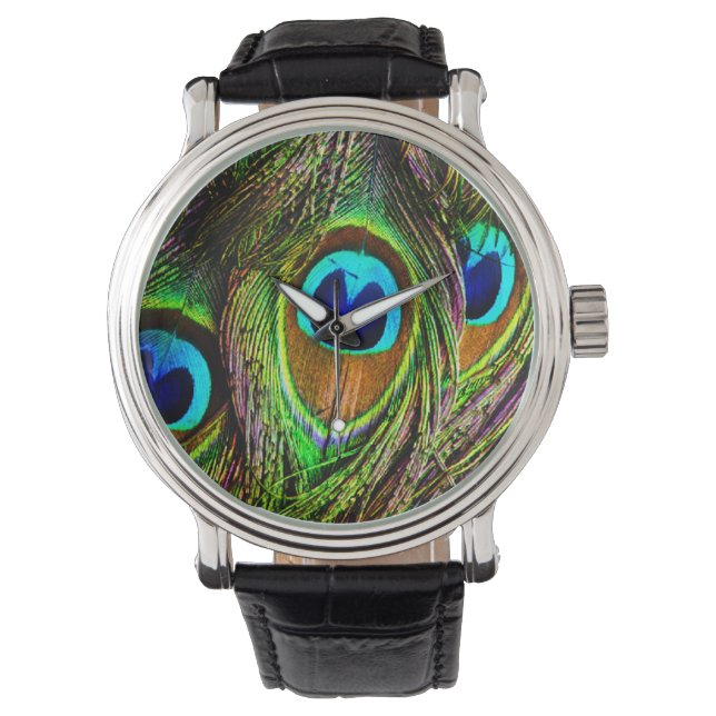 Peacock Feathers Invasion Horloge (Voorkant)