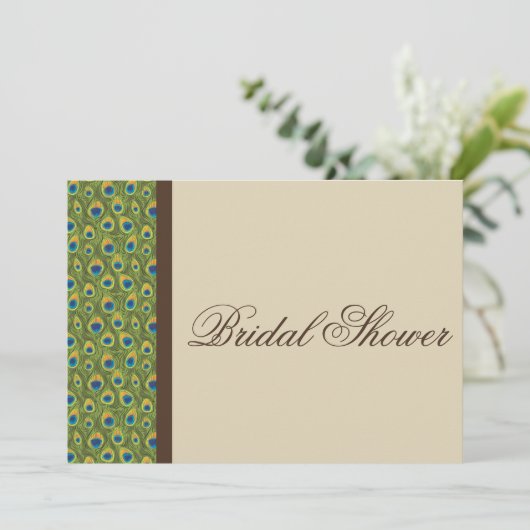 Peacock Feathers Invitation à la douche nuptiale m (Debout devant)