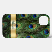 Peacock Feathers iPhone 6 Monogramme Coque (Verso (horizontal))