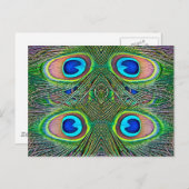 Peacock Feathers Kaleidoscope Print Briefkaart (Voorkant / Achterkant)