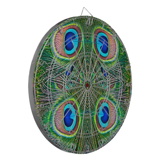 Peacock Feathers Kaleidoscope Print Dartbord (Voorkant Links)