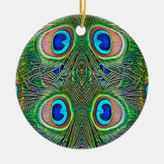 Peacock Feathers Kaleidoscope Print Keramisch Ornament (Voorkant)