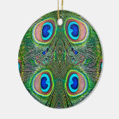 Peacock Feathers Kaleidoscope Print Keramisch Ornament (Links)