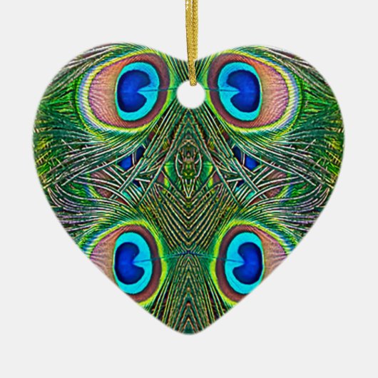 Peacock Feathers Kaleidoscope Print Keramisch Ornament (Voorkant)