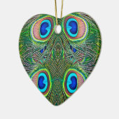 Peacock Feathers Kaleidoscope Print Keramisch Ornament (Links)