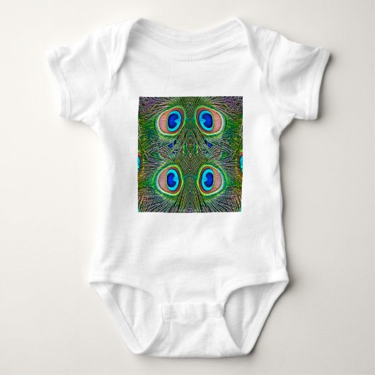 Peacock Feathers Kaleidoscope Print Romper (Voorkant)